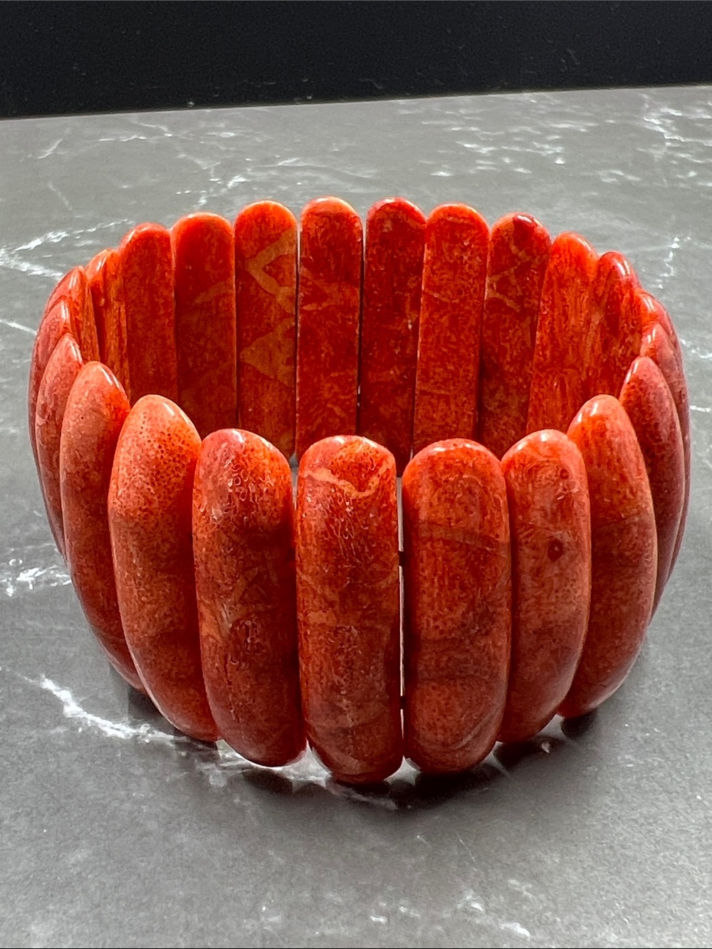 Vintage Red Sponge Coral Stretch Bracelet